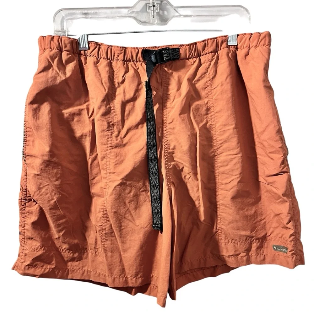 Columbia Swim Trunks Men’s Large Orange Nylon Lined Quick Dry Belted Shorts